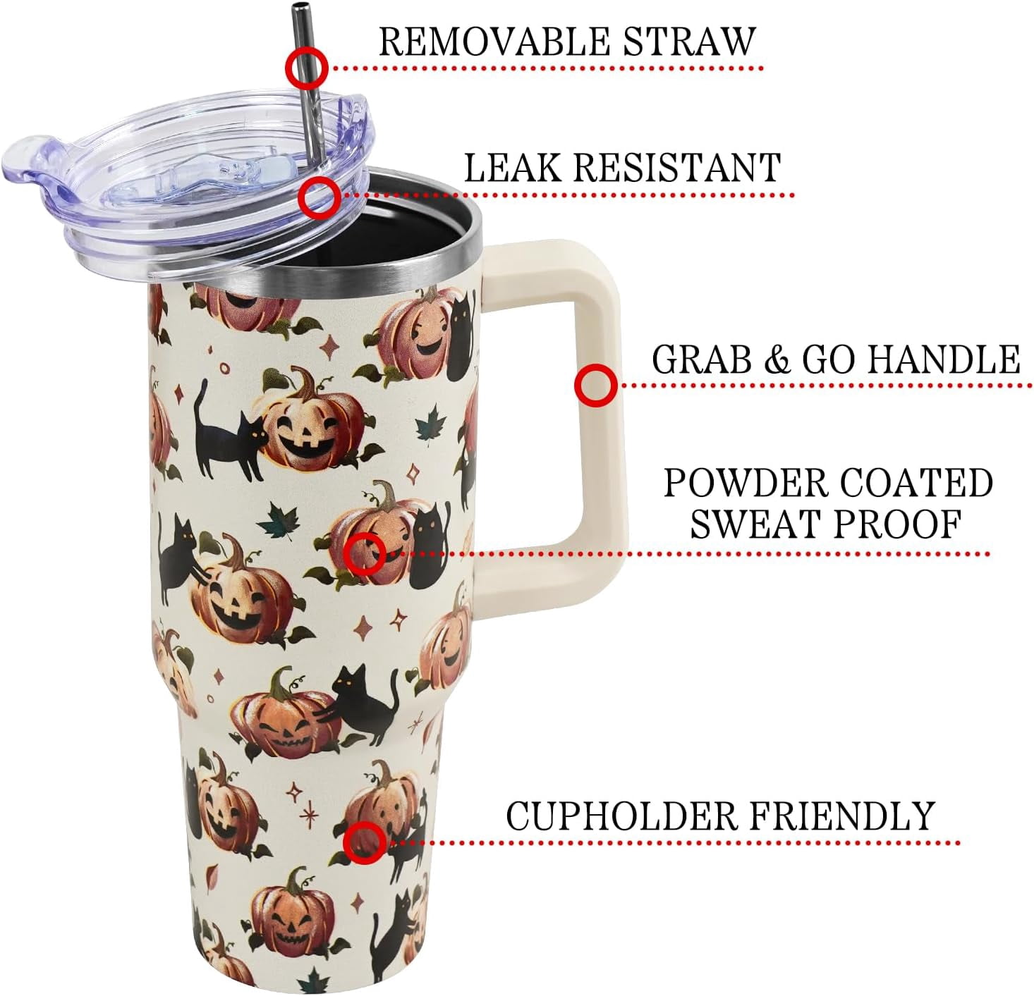 Christmas Gifts 40 oz Tumbler with Handle and Straw Lid,Cute Gifts for Women Santa Claus Sleigh Xmas Tree Vacuum Insulated Leak Proof Tumbler,Winter Holiday Accessories Stainless Steel Coffee Cup Mug