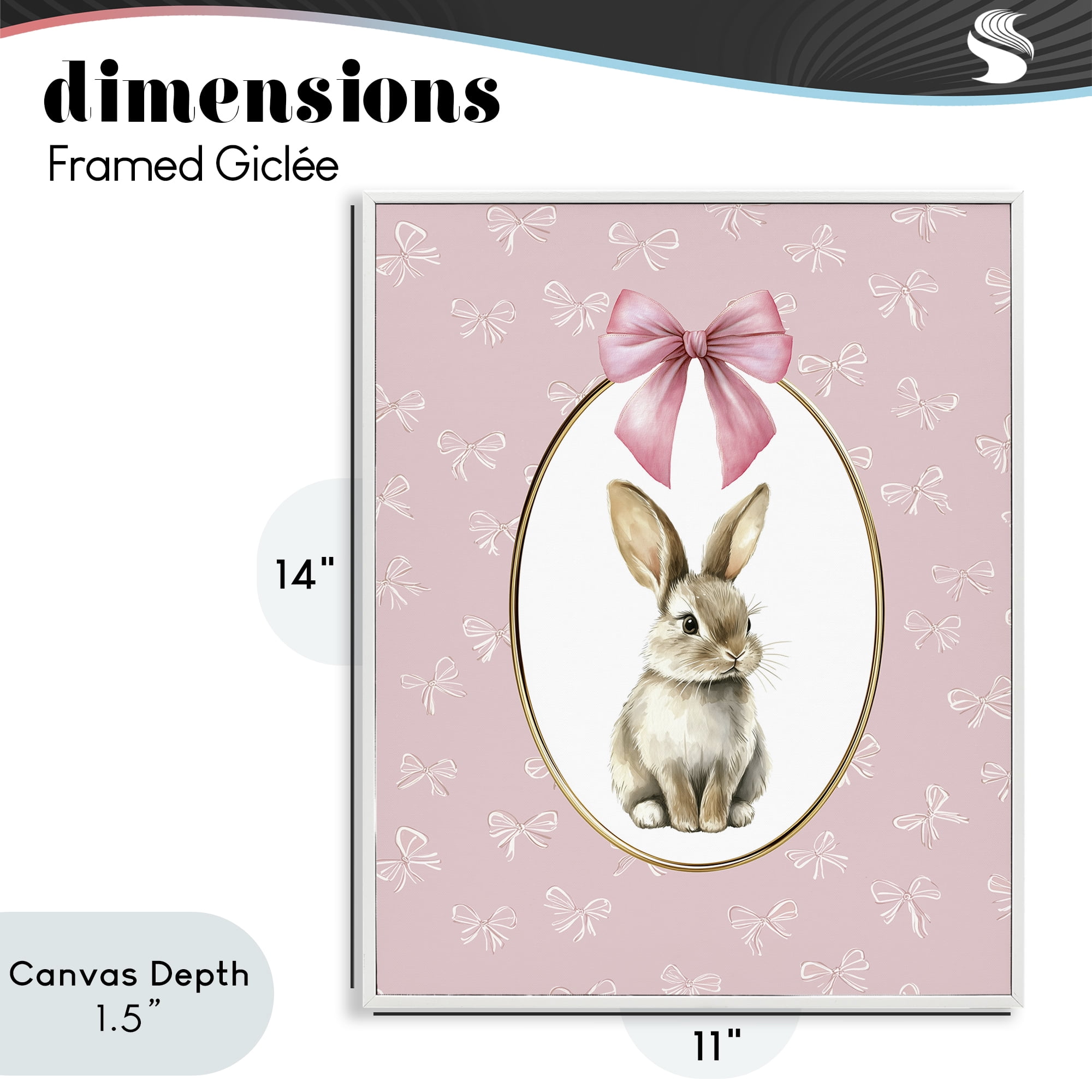 Stupell Industries Ribbon Border Bunny White Framed Giclee Art, design by Christine Simpson Art