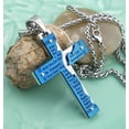 thumbnail image 4 of HZMAN Men's Stainless Steel Jesus Christ Crucifix Cross Lord's Prayer Pendant Necklace (Blue) …, 4 of 8