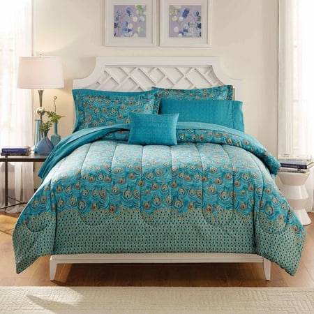 mainstays bed in a bag bedding comforter set peacock mainstays bed in a bag bedding comforter set peacock
