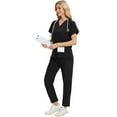 thumbnail image 3 of MLQIDK Womens Scrubs Plus Size Scrubs Stretchy V Neck Scrub Pants and Tops Medical Scrubs Nurse Uniforms Scrubs for Tall Women Black XL, 3 of 7