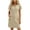 Beige, variant on Summer Womens Dress 100% Cotton Solid Color Round Neck Pocket Zipper Collar Short Sleeve Mini Dress