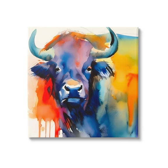 Stupell Industries Abstract Vivid Cattle Animals & Insects Painting Gallery Wrapped Canvas Art Print Wall Art, 17 x 17