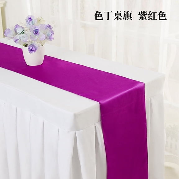 Zhuge Solid Color Silk Table Runner, High-Density Locked Edge Design - Simple Style Decor for Weddings & Dining Tables, Elegant Table Accent Cover (purple A)