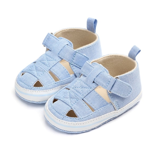 CUZIBR Baby Girl Infant Sneakers Solid Color Cute Hook And Loop Strap Canvas Shoes Soft Sole Anti- Slip Breathable Lightweight Walking Footwear Fashionable Spring Summer Sandals,Blue,3-6 Months
