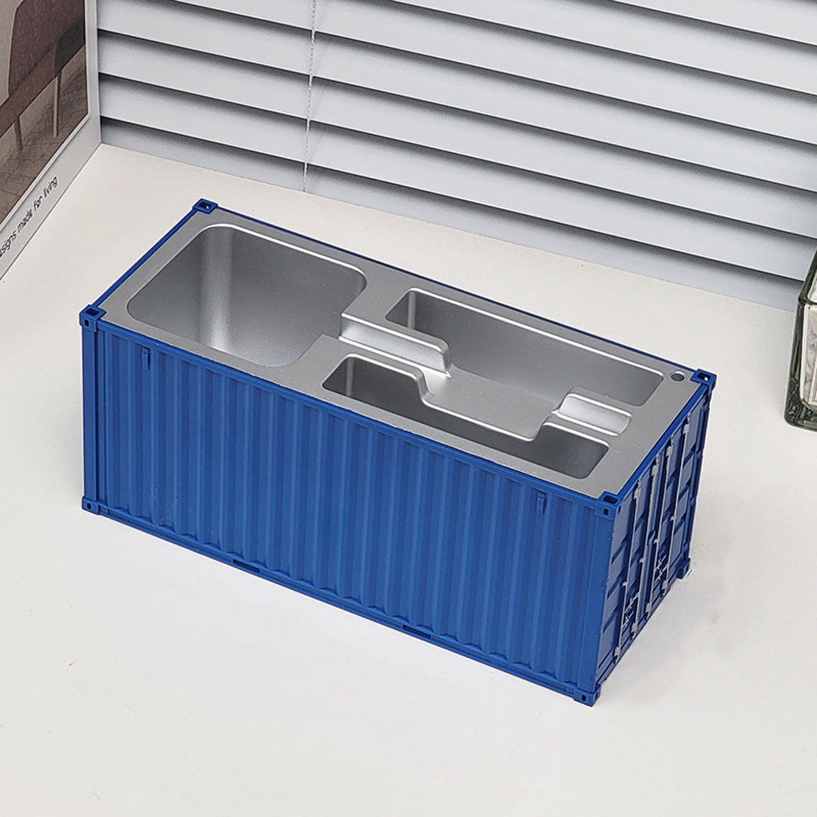 Shipping Container Storage Box Pencil Holder Desktop Pen Organizers with Business Name Card Holder for Pen Pencil Marker