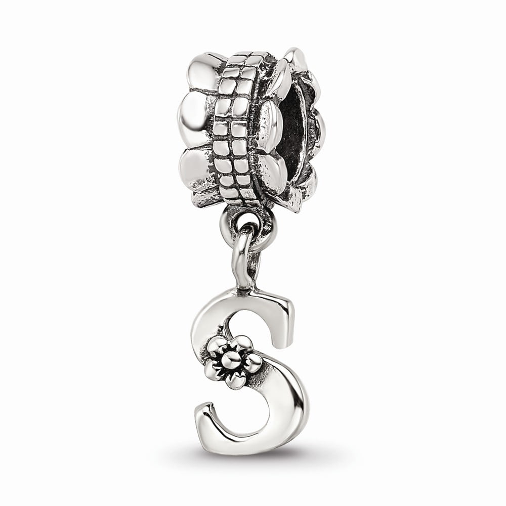 925 Sterling Silver Reflections Letter S Dangle Bead; for Adults and Teens; for Women and Men