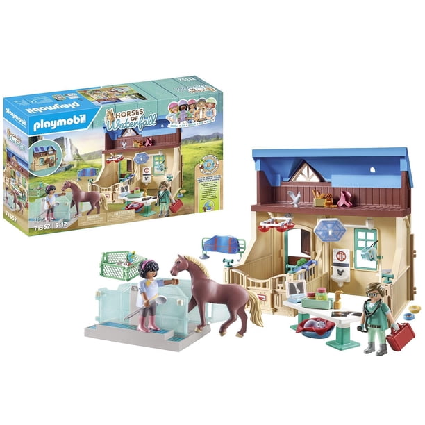 Playmobil Caballos de la Cascada - Set de Juego de Terapia Ecuestre y Veterinaria 28x24x24 cm