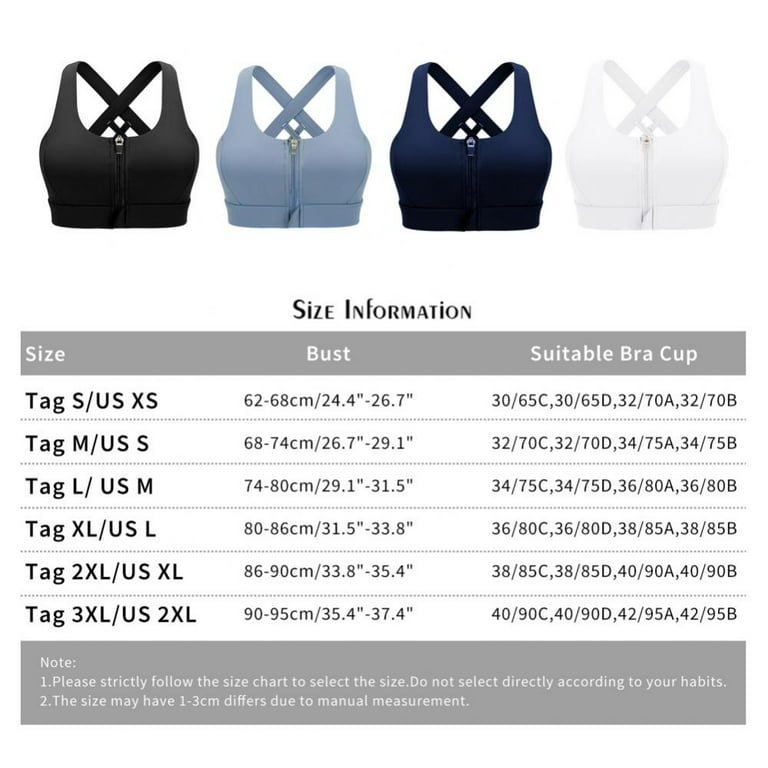 Sport Bra Zipper Front High Impact Sports Bras for Women Large Bust -  Shockproof Fitness Gym Yoga Workout Running Push Up Plus Size Bra  S-3XL(4-Packs) 