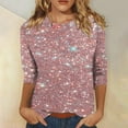 thumbnail image 2 of Enjoytime Womens Casual 3/4 Sleeve Blouses Round Neck Cute Tunic Tops Sequin Print Fall Oversized Blouse Loose Fit Pullover Top, 2 of 5