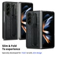 thumbnail image 3 of Allytech Galaxy Z Fold5 Case with S Pen Holder, Samsung Z Fold5 Cover, Premium PU Leather Retro Business Type Cover Anti-Scratch Drop Protection Phone Case for Samsung Galaxy Z Fold 5 - Black, 3 of 9