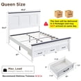 thumbnail image 3 of ACCOHOHO Farmhouse Queen Bed Frame, 1000 LBS Max with Bolt-on Rails & Center-Slat, 3 Drawer Storage, No Squeaks, No Box Spring Needed, King Size Bedroom Set & Camas，White, 3 of 5