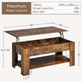 thumbnail image 4 of Yaheetech Lift Top Coffee Table with Hidden Compartment & Open Shelf, Rustic Brown, 4 of 8