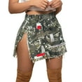 thumbnail image 1 of Women Camo Cargo Skirt High Split Button Ripped Hem Mini Skirts With Pockets Girls Tennis Skirt Women Ruched Ruffle Silk Skirts Floral Mini Chiffon Swim Stretchy Green M, 1 of 6