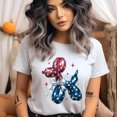 thumbnail image 2 of Patriotic Balloon Dog Shirt – Red Blue Star Puppy with White Bow Tee, Azalea, Size L, 2 of 6