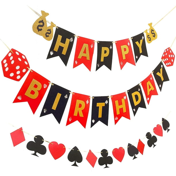  Casino Theme Party Decorations Poker Birthday Party Decorations  Casino Birthday Banner, Casino Foil Latex Balloons, Poker Cake Cupcake  Toppers for Las Vegas Night Casino Birthday Party Supplies : Toys & Games