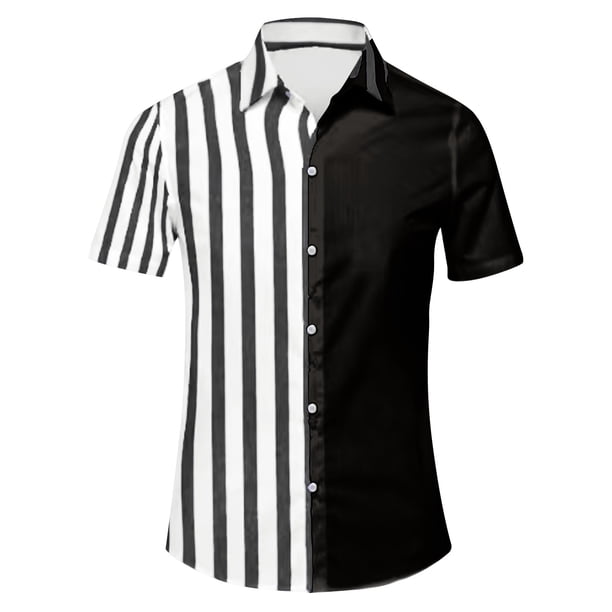 pstuiky camisetas de hombre, Camisa casual de color liso para hombre con botones y cuello vuelto, manga corta ropa de hombre s