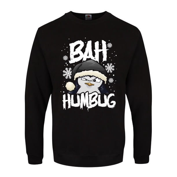 Psycho Penguin - Jersey navideño Bah Humbug para chico hombre (Negro)