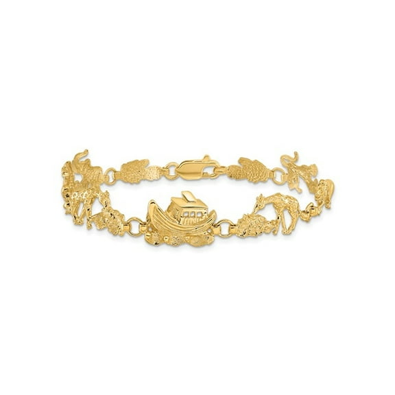 Gem & Harmony 14K Yellow Gold Noahs Ark Charm Bracelet (7.00 inches) for Women