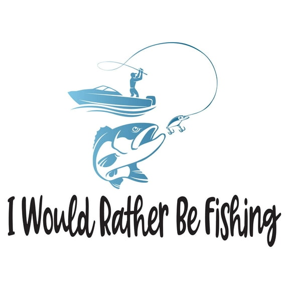 Boys I would rather be Fishing Cute Sports Wall Decal Decoration Fisherman Catching Fish Sports Lovers wall decal Lasts Years and Easily Removable - Size: 40 In(W) x 28 In(H)