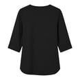 thumbnail image 4 of Craaazy Women's Casual Solid Color V Neck 3/4 Sleeve T-Shirt Loose Fit Comfy Breathable Top with Button Cuffs for Spring Summer Daily Wear Gifts, 4 of 7