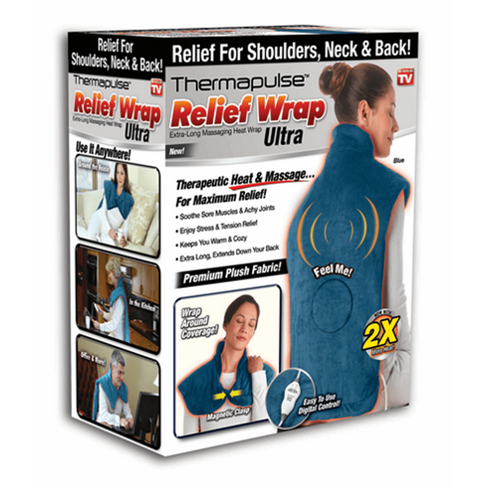 NEW! Relief Wrap ULTRA, Heat and Massage Therapy Wrap, Blue Walmart