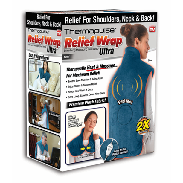 NEW! Relief Wrap ULTRA, Heat and Massage Therapy Wrap, Blue Walmart