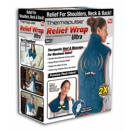 NEW! Relief Wrap ULTRA, Heat and Massage Therapy Wrap, Blue