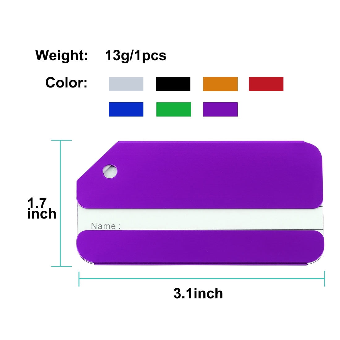 Unique Bargains Aluminium Metal Luggage Tags Card Holder Purple