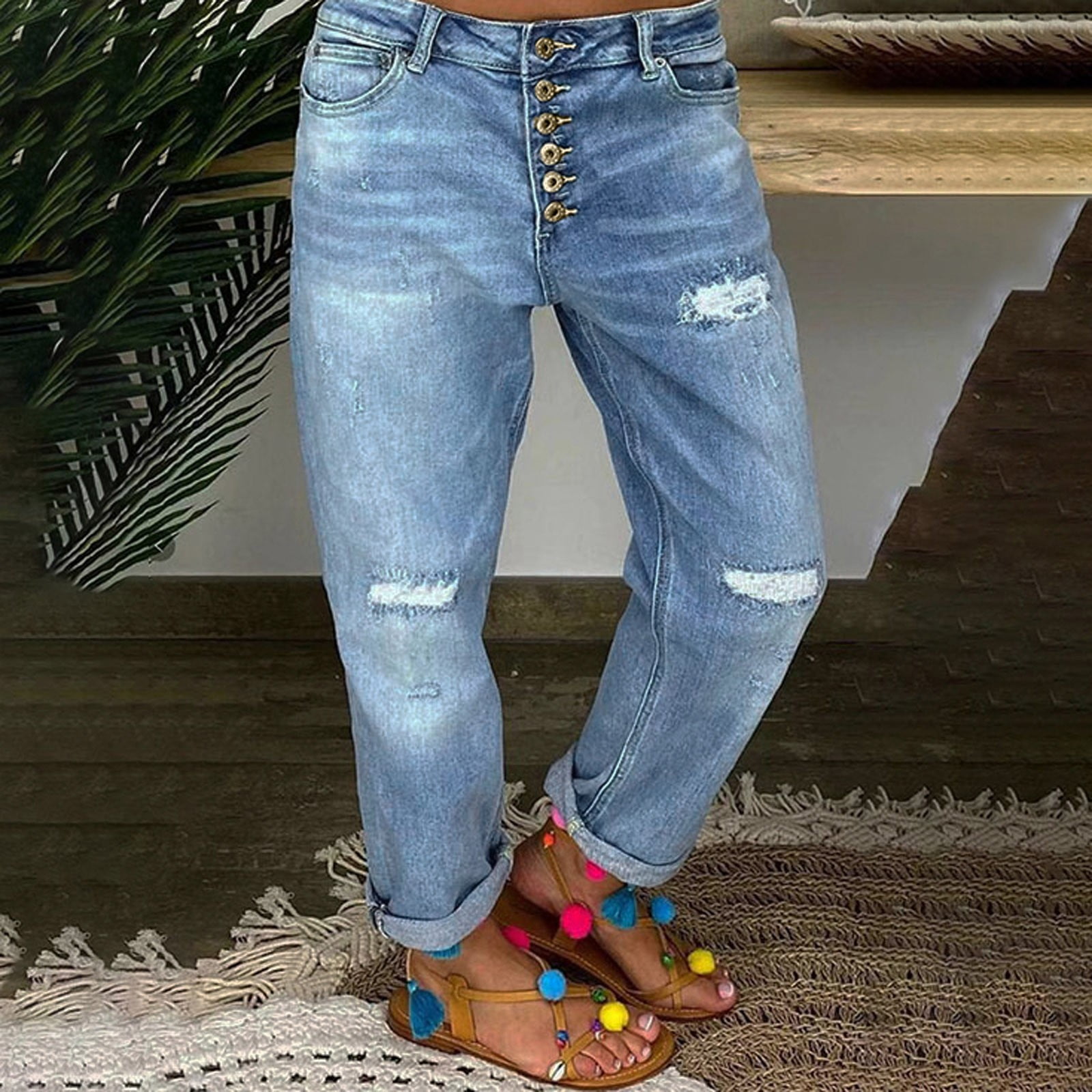 Gubotare Women Jeans Women's Totally Shaping Skinny Jeans,Blue L -  Walmart.com