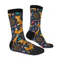 Goofa Colorful Fox Printed Men's Crew Socks, Soft Durable Breathable