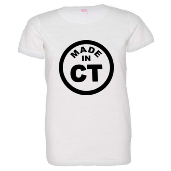 PleaseMeTees™ Womens From Born Made In Connecticut CT Logo Label HQ Tee