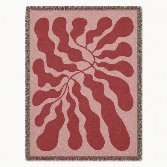 Understated Woven Throw Blanket, 100% Cotton with Fringed Edges, Home Decor