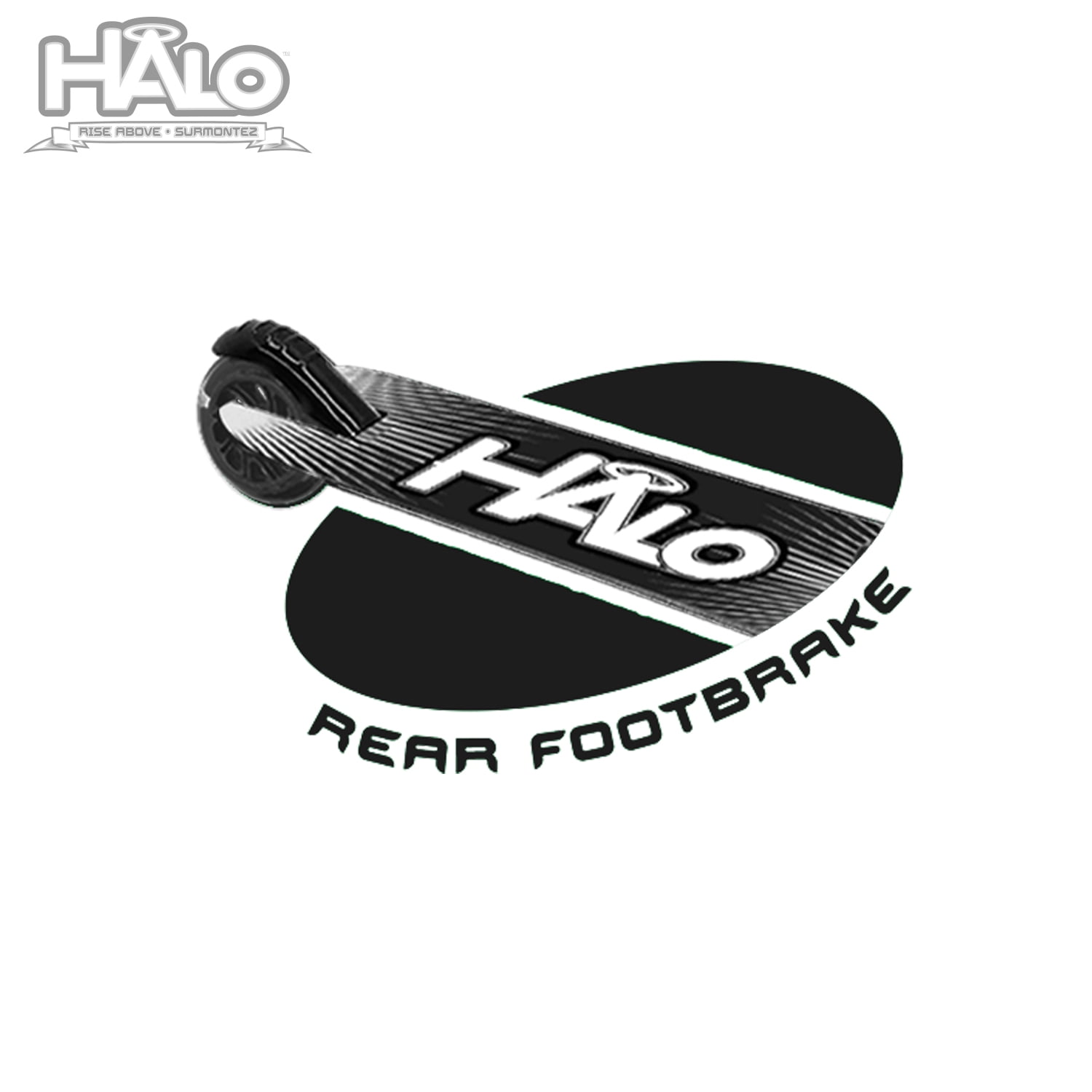 HALO Rise Above Supreme 100mm Light Up Wheel Scooter - Black - 220 lbs Max Weight - Unisex