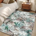 thumbnail image 4 of Palm Leaves Area Rugs 2.7'x5', Washable Small Throw Rugs for Kitchen Bedroom, Turquoise Tropical Leaf Botanical Retro Spring Indoor Outdoor Rug Non-Slip Low Pile Carpet Runner Reversible Floor Mats, 4 of 8