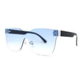 thumbnail image 3 of Panel Shield Lens Horned Rimless Large Sunglasses Black Blue, 3 of 4