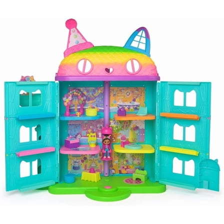 Gabby's Dollhouse, 15 Pc Celebration Dollhouse, 25-Inches Tall, with Toy Figures, Doll House Furniture & 10 Sounds, Kids Toys for Girls & Boys Ages 3 