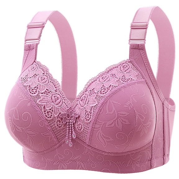 Bras for Older Women No Underwire Plus Comfort Bra Full Coverage Vest Style Bras Push Up Thin Soft Underwear (Purple,46/105)