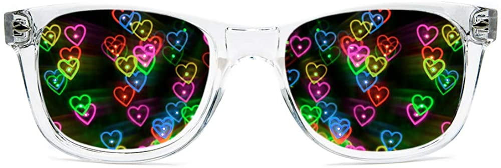 Rainbow Hearts Diffraction Glasses for Raves Light Changing Eyewear Festivals See Hearts