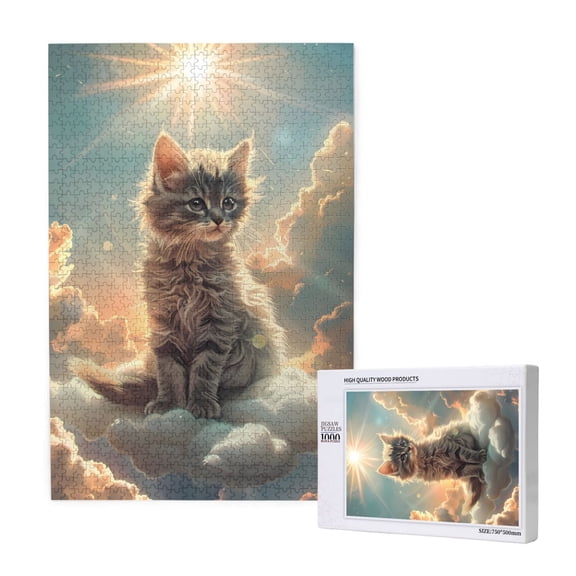 Naloa Sunshine Cloud Kitten Custom Puzzles Personalized Puzzle 1000 Pieces from Photo Custom Jigsaw Puzzle for Wedding, Graduation, (29.5×19.7in, Vertical)
