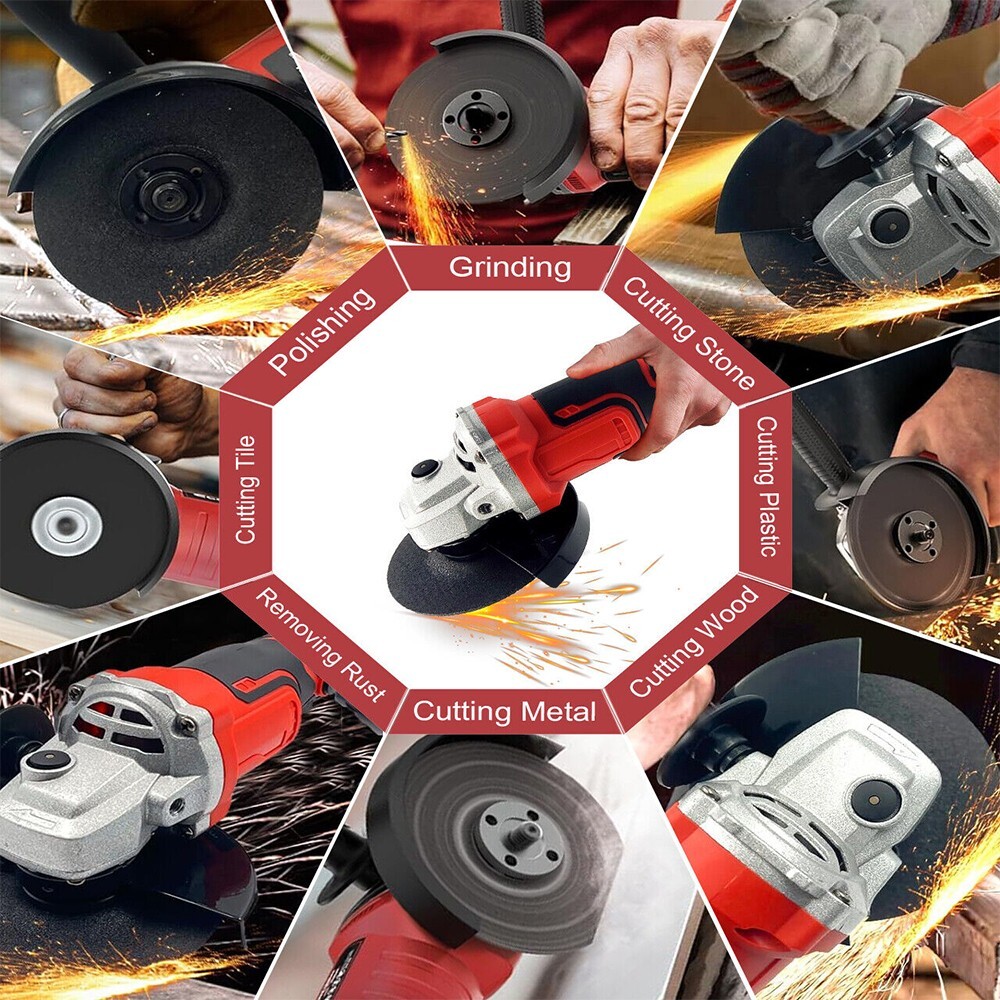 Cordless Angle Grinder Kit 11000RPM Power Tool Sander With Battery & Charger
