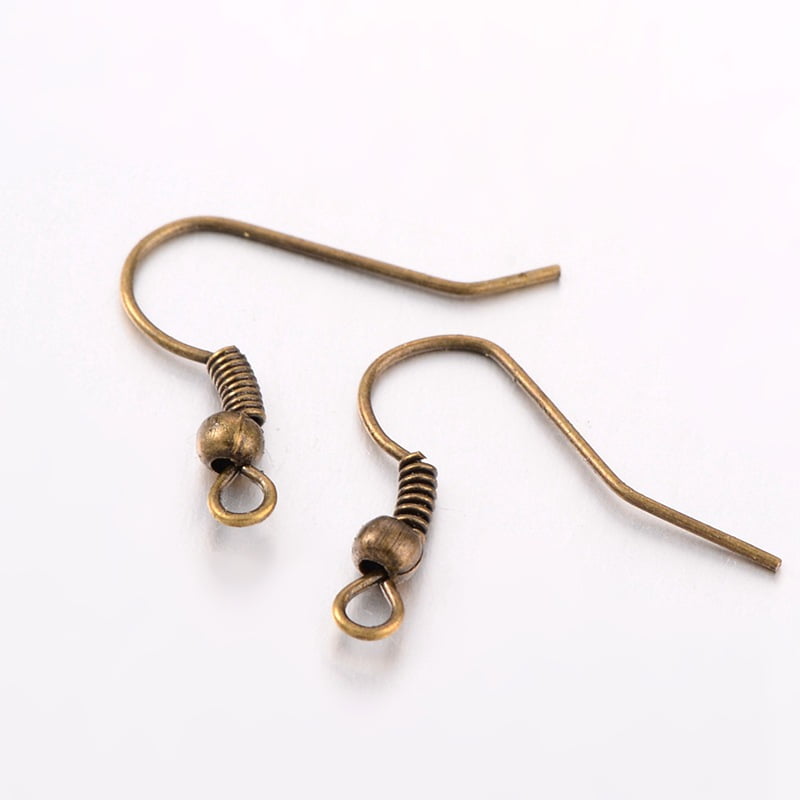 Iron Earring Hooks Ear Wire with Horizontal Loop Cadmium Free Nickel Free Lead Free Bronze 17-19x0.8mm Hole: 2mm 22 Gauge Pin: 0.6mm