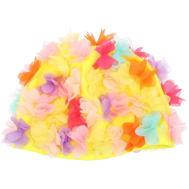 Miangastore Women Swim Hat with Flower Petals Design for Pool Protection Lightweight Nylon Multi Color One Size