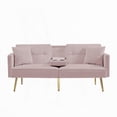 thumbnail image 4 of Modern Velvet Futon Sofa Bed 220cm with Gold Metal Legs, 4 of 6