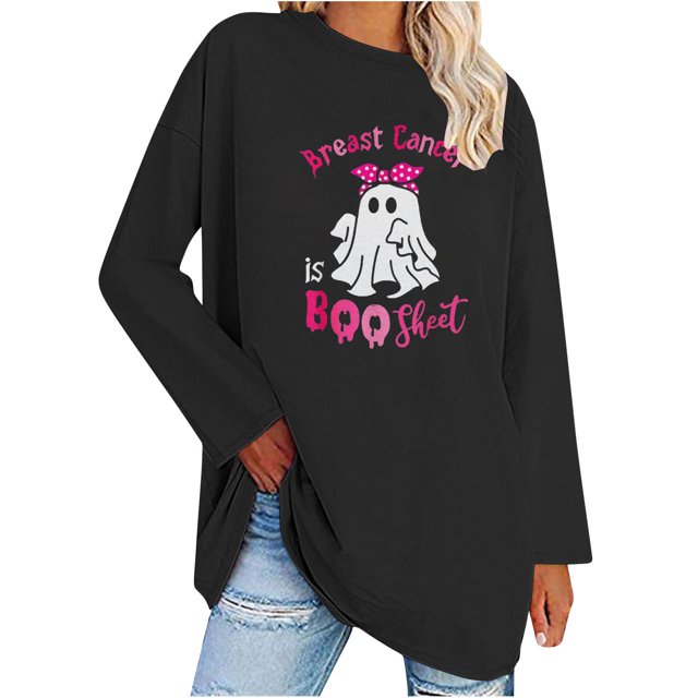 Pisexur Hauts à Ruban pour Femmes Mode Manches Longues Col Rond Chandails en Molleton Décontractés Sensibilisation au Cancer du Sein Pull Tops Chandails en Molleton Graphiques Inspirants T-Shirts Tops d'Automne pour Femmes