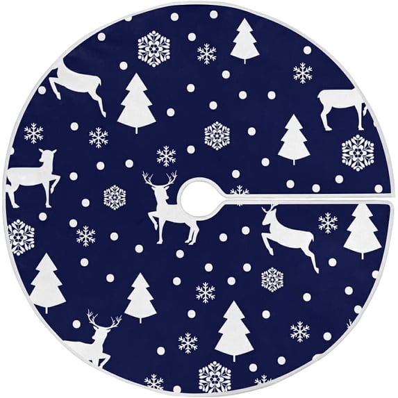 FMSHPON ElkChristmas Tree Xmas Christmas Tree Skirt Stand Mat for Holiday Party Decoration Indoor Outdoor 48 inches