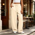 thumbnail image 2 of Inleife Women's High Waist Drawstring Wide Leg Sweatpants, Loose Fit Curved Cut Lounge Pants, Solid Color Casual Trousers with Pockets, 2 of 6