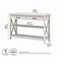 thumbnail image 2 of Console avec tiroirs et tablettes Key West de Bush Furniture, chêne blanc lin, 2 of 6