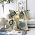 thumbnail image 4 of Set of 4 Nautical Conch Decorative Throw Pillow Covers 18"x18" Sea Coastal Theme with Vintage Stamp Postcard Background Printed Cushion Covers for Patio Couch Sofa, 4 of 5