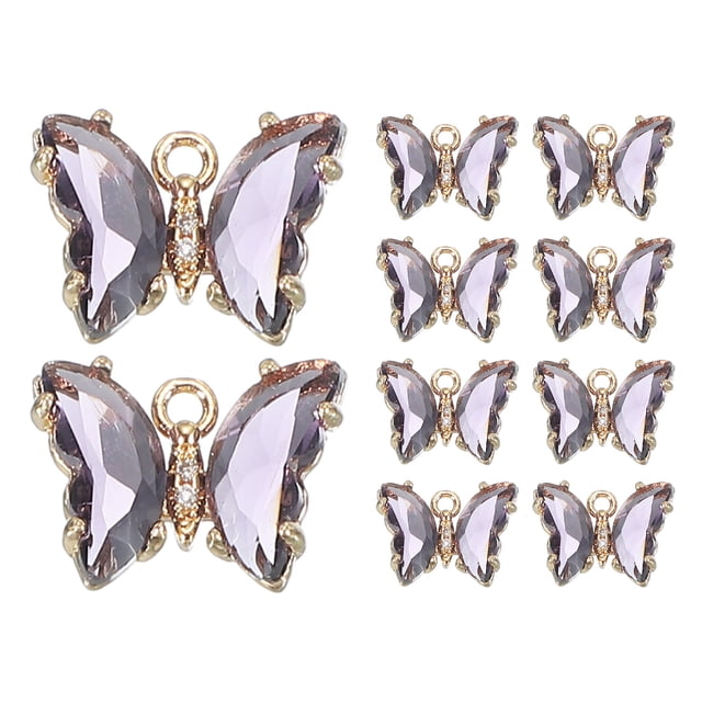 Uxcell 10Pcs Encanto de Mariposa de Rhinestone Cubic Zirconia Cristal Púrpura